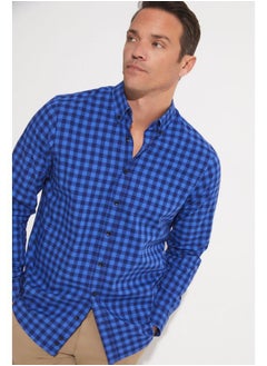 June Exclusive Men Regular Fit 100% Cotton Checked Shirt Navy - Blue - pzsku/ZBD0DBE46FACB2659F867Z/45/_/1724671610/aa9692a2-04ce-4098-999f-acfc13f41a2b