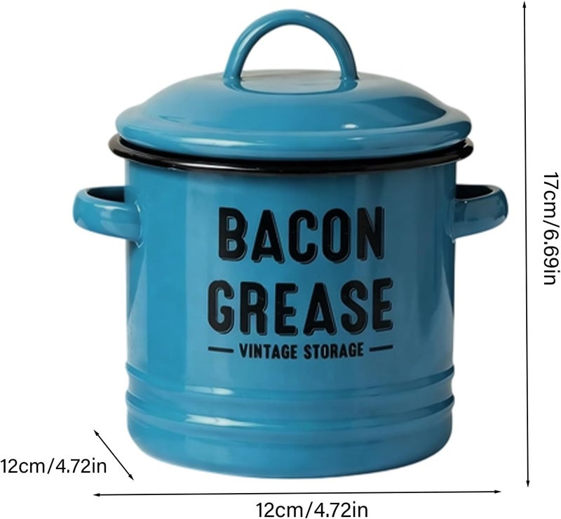 Bacon Grease Container | Enamel Large Capacity Jar | Grease Strainer and Container,for Frying Baking Meal Prep Holiday Camping Thanksgiving Restaurant - Image 5