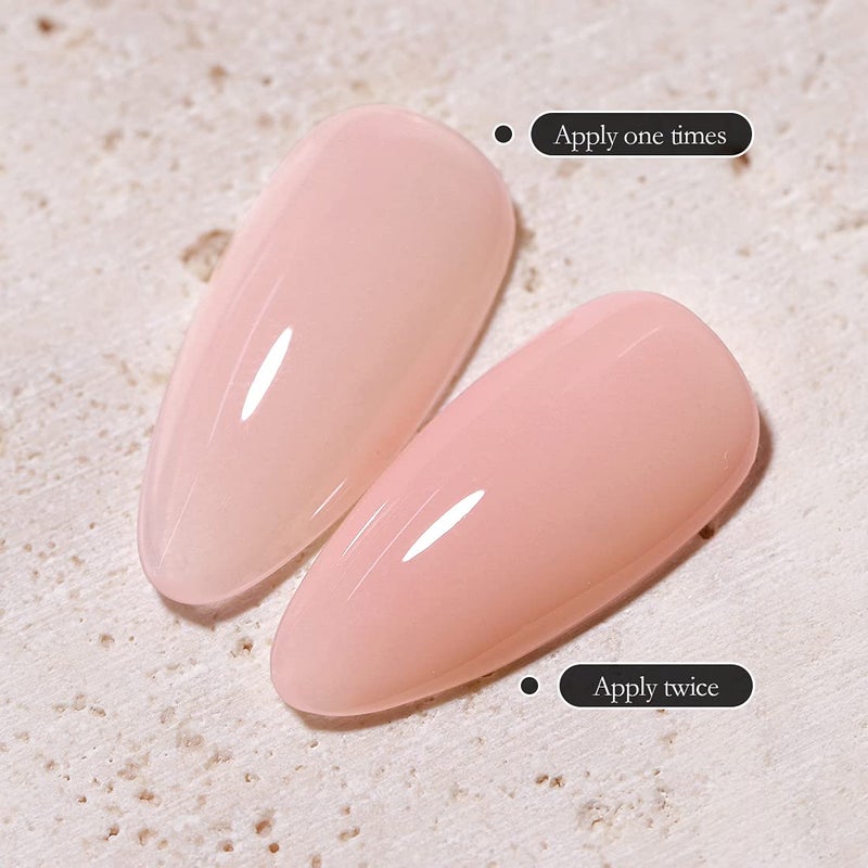 FZANEST Rose Nude Gel Nail Polish, 15ml Nude Pink Jelly Neutral Color Polish Translucent Sheer Gel Nail Concealer Soak Off Uv LED Nail Lamp French Nail Art Gifts for Women - Image 2