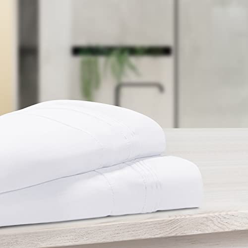 SUPERIOR 1000 Thread Count Egyptian Cotton Pillowcase Set, Pillow Covers for All Pillows and Sleepers, Soft Pillowcases for Bed Fashion, Basics, Large Cases, 2-Piece Set- Standard, White - Image 2