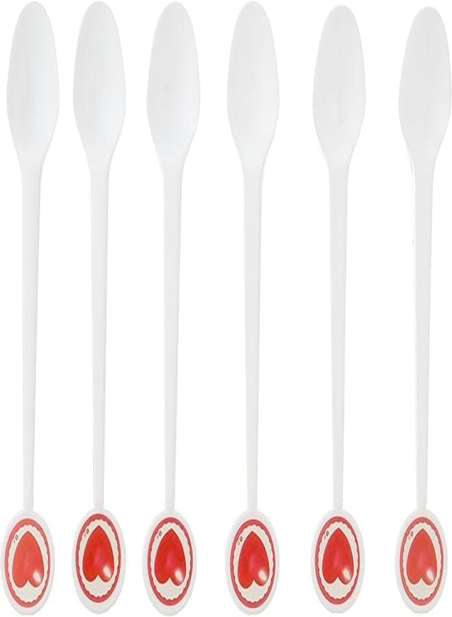 Party heart print plastic spoons set multi color set of 6