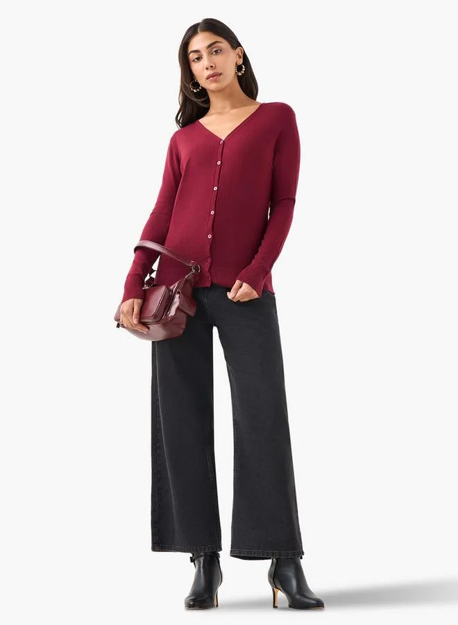 2Xtremz 2Xtremz Textured V-neck Tricot Cardigan