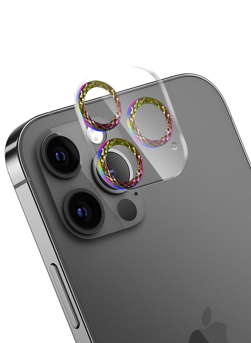Moxedo Camera Lens Protector, 9H Tempered Glass, Scratch Resistant Aluminum Alloy Frame Camera Cover Screen Protector Compatible for iPhone 12 Pro 6.1 inch -MODERN COLORFUL - Image 1