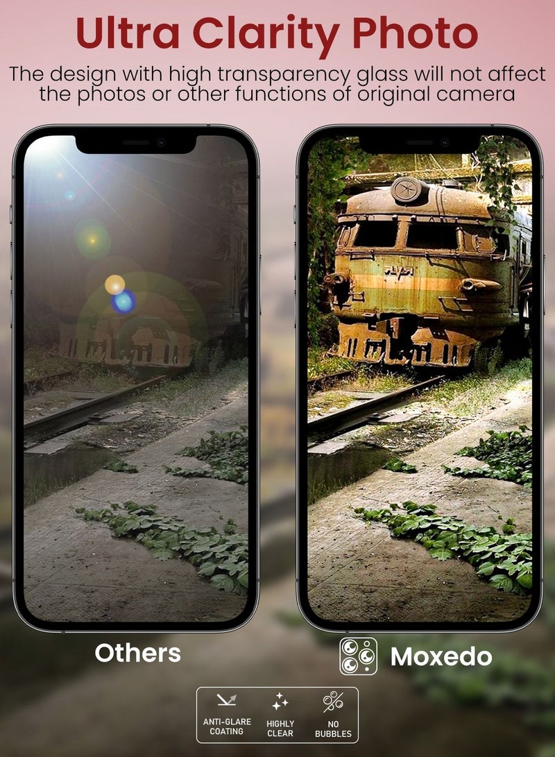 Moxedo Camera Lens Protector, 9H Tempered Glass, Scratch Resistant Aluminum Alloy Frame Camera Cover Screen Protector Compatible for iPhone 12 Pro 6.1 inch -MODERN COLORFUL - Image 4