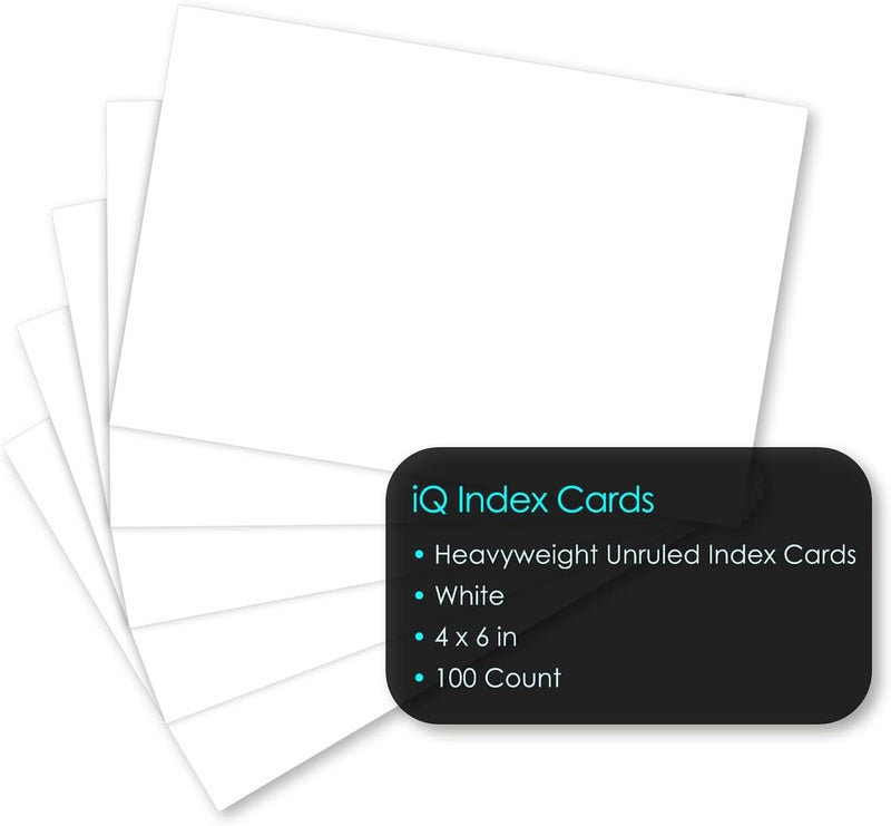iScholar Index Cards, White, Unruled, 4 x 6 Inches, 100 Card Pack (04602) - Image 3