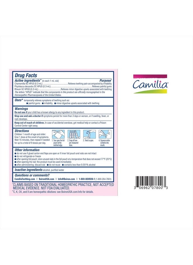 Boiron - Camilia Teething Drops for Daytime and Nighttime Relief of Painful or Swollen Gums and Irritability in Babies - 60 Count - Image 1