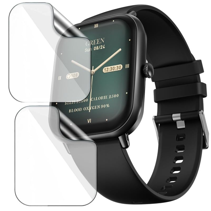 HELLOSCREEN 2-Pack | Screen Protector Guard for Fire Boltt Ninja Call Pro Max | 2.01 inch | Smartwatch - Flexible & Ultrathin TPU Film, 9H Scratch Resistant, Bubble Free - Not Tempered Glass - Image 1