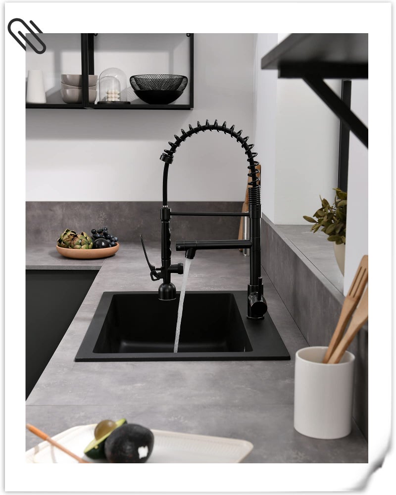 Fapully Commercial Single Handle Pull Down Sprayer Oil Rubbed Bronze Kitchen Faucet, Kitchen Sink Faucet with LED Light - Image 4