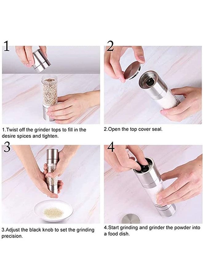 Arabest - Salt and Pepper Grinder 2 in 1 Stainless Steel Pepper Mill and Salt Mill with Adjustable Ceramic Rotor-Sea Salt Black Pepper Fits in Home Kitchen Barbecue - Image 1