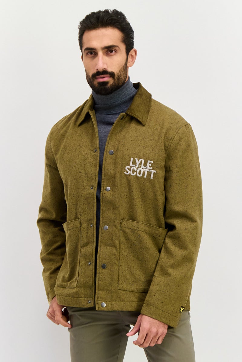 Lyle & Scott Men Embroidered Logo Jacket Shirt, Olive  - Image 1