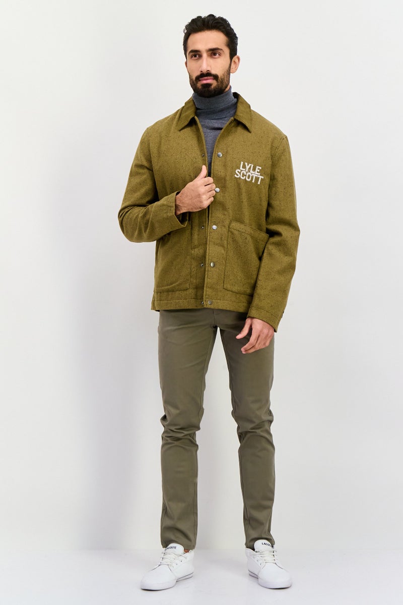 Lyle & Scott Men Embroidered Logo Jacket Shirt, Olive  - Image 2