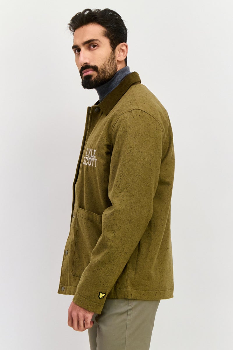 Lyle & Scott Men Embroidered Logo Jacket Shirt, Olive  - Image 4