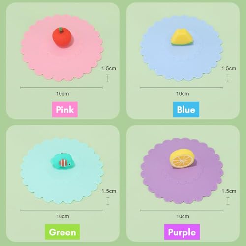 TLISMI Cute Food Grade Silicone Cup Lids Anti-dust Leakproof Airtight Mug Covers for Hot and Cold Beverages Reusable Suction Seal Lid for Beer Mug, Coffee Mug, Tea Cup, Glass Multicolor(Pack of 3) - Image 3