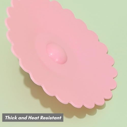 TLISMI Cute Food Grade Silicone Cup Lids Anti-dust Leakproof Airtight Mug Covers for Hot and Cold Beverages Reusable Suction Seal Lid for Beer Mug, Coffee Mug, Tea Cup, Glass Multicolor(Pack of 3) - Image 5