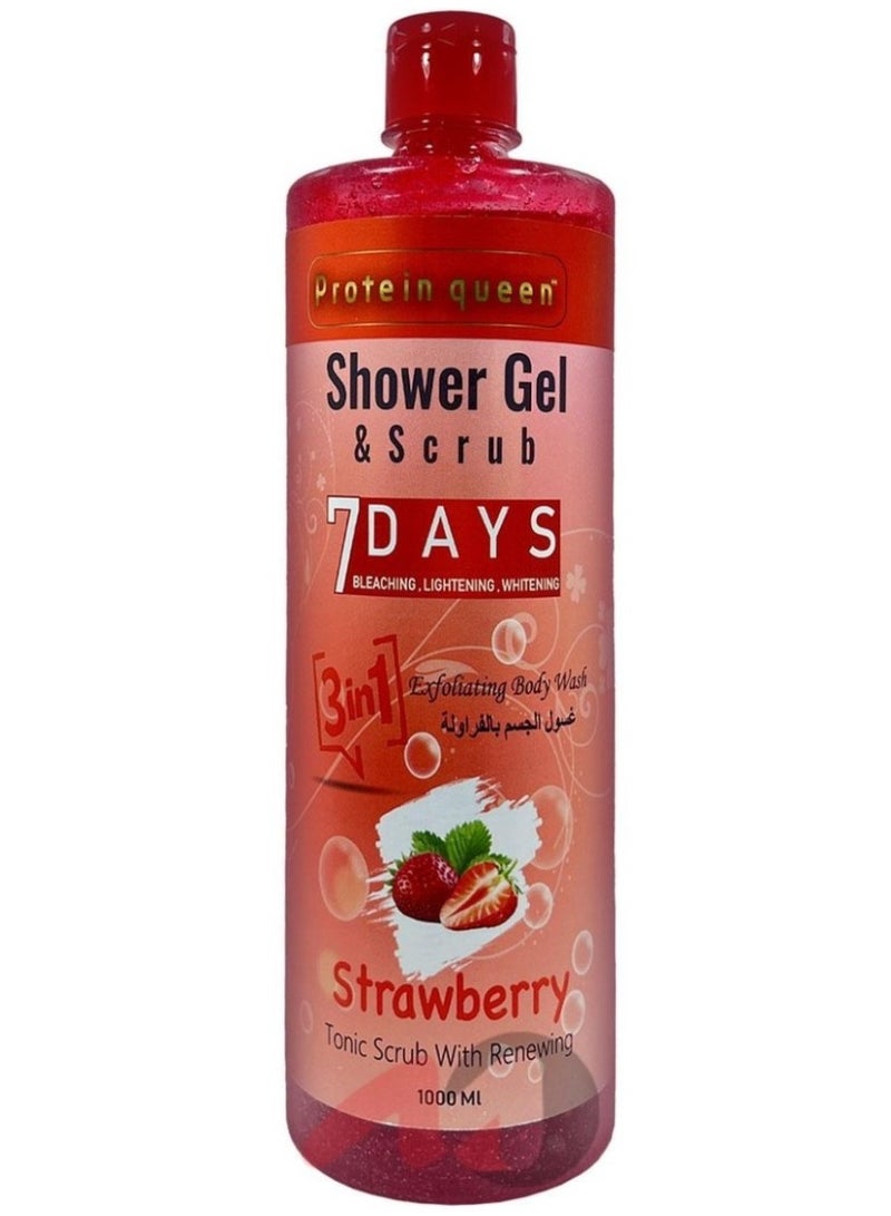 Protein queen Shower Gel & Scrub 7 days Bleaching, Lightening, Whitening Strawberry 1000ml