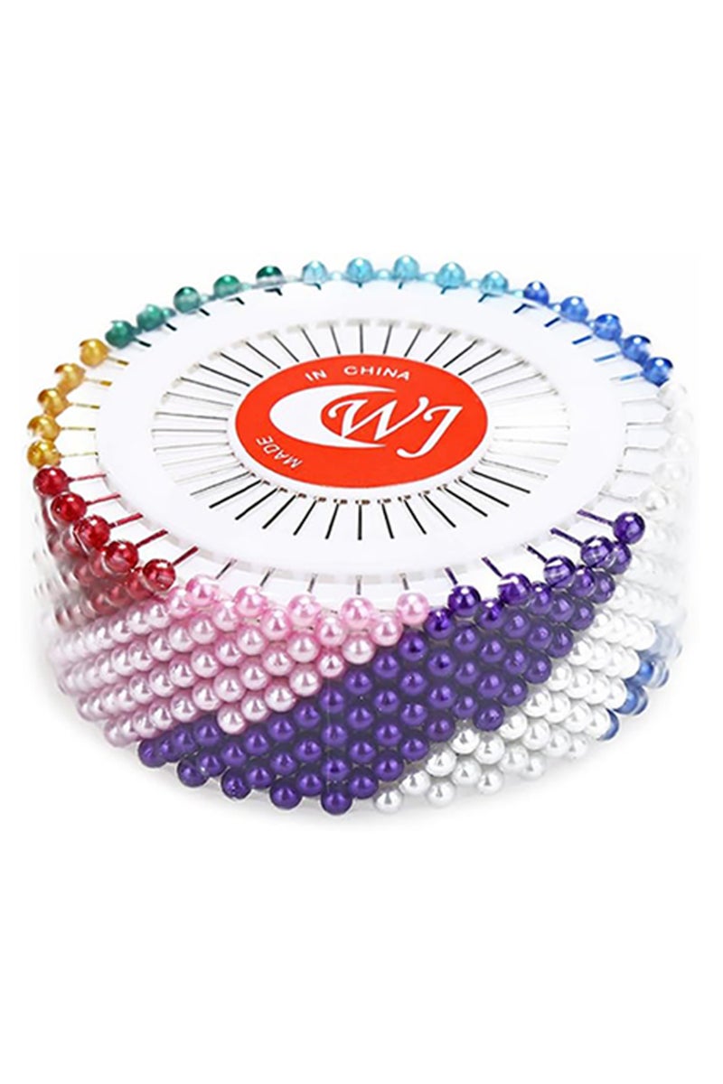 erorex Colorful 480Pcs Sewing Pins Straight Pins Head Pins White Colorful Round Pearl Head Dressmaking Quil