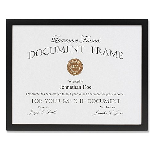 Lawrence Frames Black Wood Certificate Picture Frame, Gallery Collection, 8-1/2 by 11-Inch - Image 1