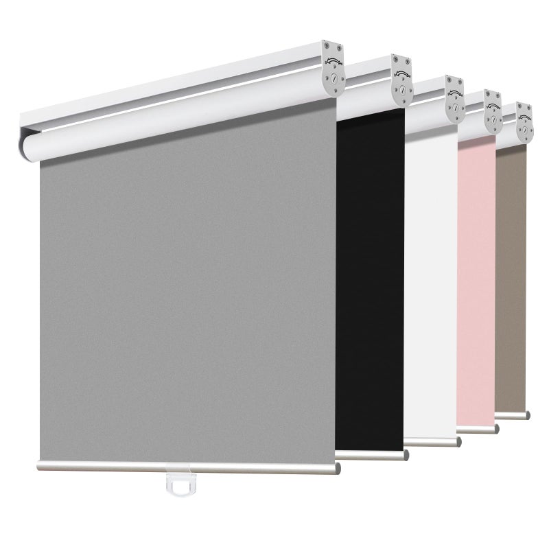 Joydeco Joydeco Cordless Roller Shades Blackout Blinds for Windows Room Darkening Rolled Up Shades with Spring System UV Protection Window Shades Door Blinds for Home and Office 46 W x 75 H Grey 