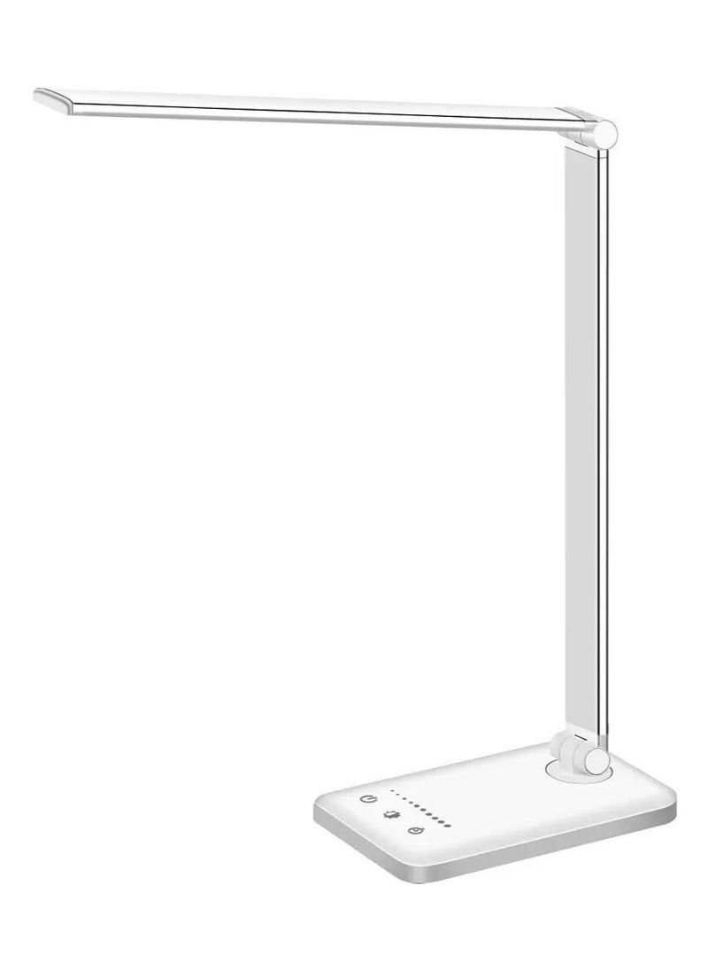 AMROAH - LED Desk Lamp Dimmable Table Lamp Reading Lamp with USB Charging Port, 10 Brightness Modes. 5 Lighting Modes, Sensitive Control, 30/60 Minutes Timer for Home Office Bedroom, White - Image 1