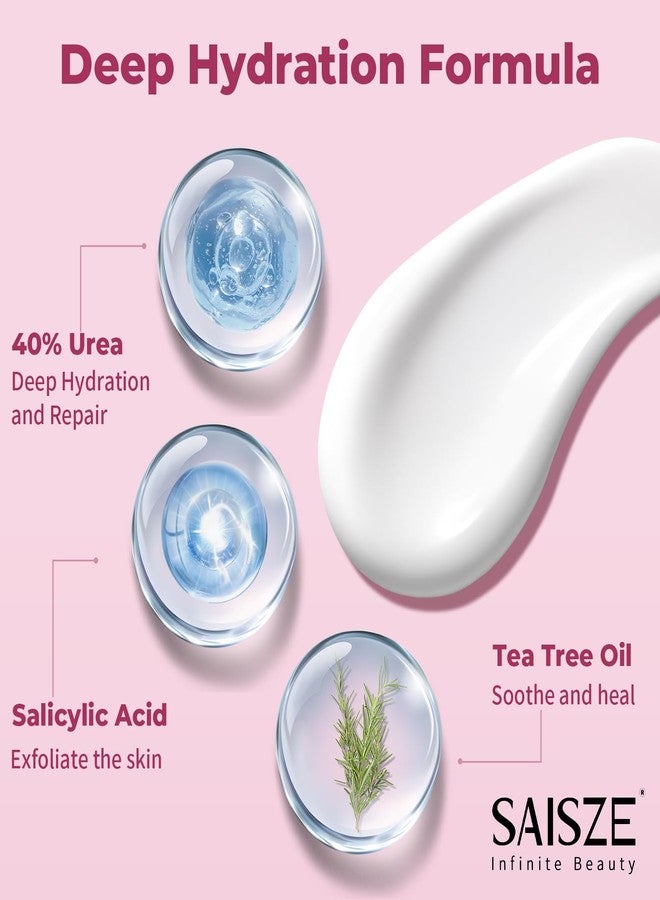 SAISZE Urea Cream 40 Percent for Feet Maximum Strength, Foot Cream for Dry Cracked Heels and Feet, Moisturizer with 40% Urea and 2% Salicylic Acid, 5.29 oz - Image 3