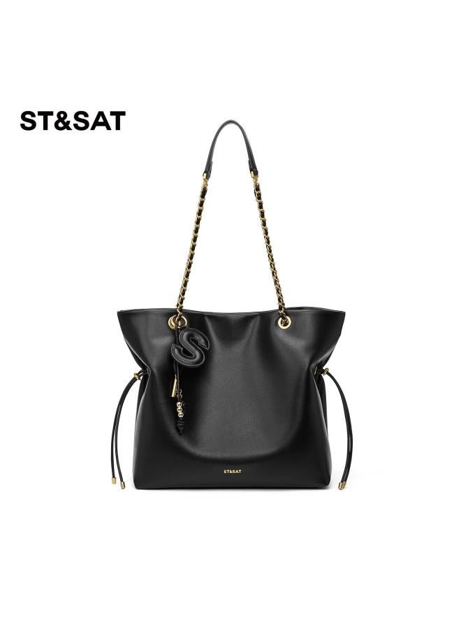 St&sat Women's Bag Korean Style Tote Soft Lucky Bag Chain Bag 14-inch Laptop Bag Birthday Gift - Image 4