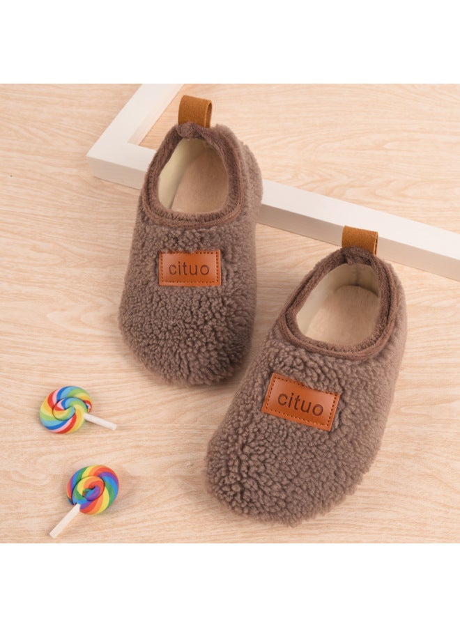 Autumn And Winter New Children's Floor Socks Shoes Baby Boys And Girls Velvet Padded Non-slip Soft Bottom Socks Shoes Indoor Early Education Cotton Shoes