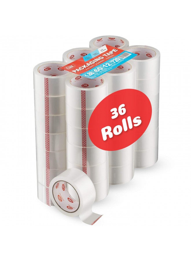 Simply Cool Simply Cool Clear Packing Tape Refill Rolls Bulk 36 Pack of 60 Yards Per Roll Strong Industrial Heavy Duty Packaging Tape Moving Sealing Boxes & Shipping 2160 Yards Total 1.97 Mil Thick 1.88 Wide  - Image 1
