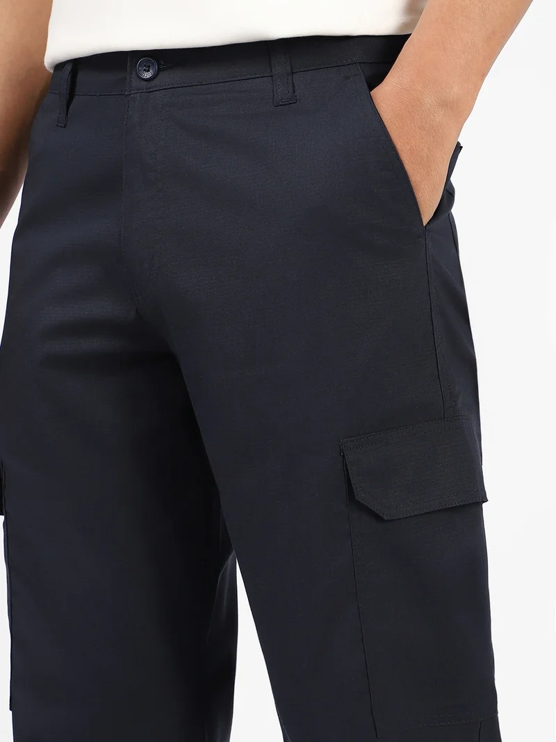 Urbano Fashion  Urbano Fashion Men's Navy Blue Regular Fit Solid Cargo Chino Pant With 6 Pockets for Men | Best Price UAE