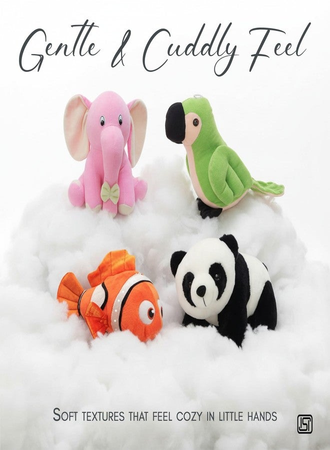 Future Shop Pack of 4 Soft Toys Combo - Elephant, Parrot, Fish & Panda | Cute Plush Stuffed Animal Toys Set for Kids & Babies | Soft Cuddly Gift Set for Boys & Girls - Image 2