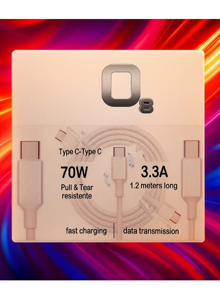 O8.design 70W USB Type C Cable 2.0 Cable (C to C) Compatible For iPhone 16 15 Pro Max iPad Pro Air mini 6 MacBook Pro Air Galaxy S24 S23 Ultra Z Fold Xiaomi Honor OPPO OnePlus, 1.2M White - Image 4