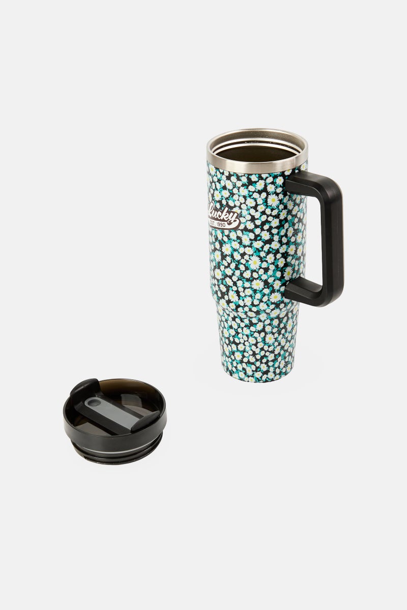 LUCKY BRAND Floral Stainless Steel Vacuum Insulated Tumbler With Straw 946 ml, Multicolor - Image 3