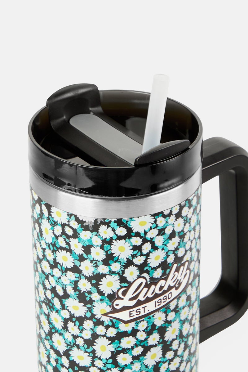 LUCKY BRAND Floral Stainless Steel Vacuum Insulated Tumbler With Straw 946 ml, Multicolor - Image 2