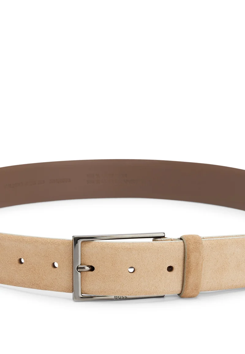 BOSS Brown Suede belt with logo and gunmetal buckle for Men | Best Price UAE