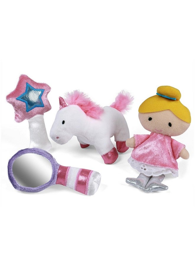 غاند مجموعة ألعاب بيبي جند الناعمة، قلعة الأميرة، مجموعة ألعاب محشوة من 5 قطع مع خشخشة وأصوات صرير وألعاب محشوة خشخشة، لعبة حسية للأطفال والمواليد الجدد، 7 بوصات - Image 4