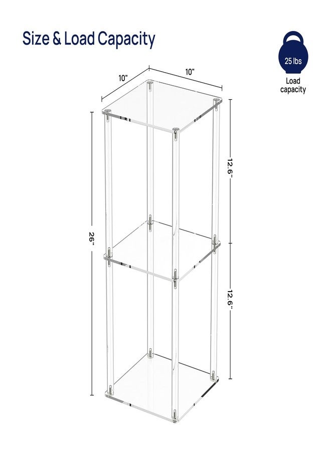 HMYHUM Acrylic Drink Table for Small Spaces, 10" Square, Clear Small Side Table/End Table for Living Room, Sofa, Easy Assembly, Modern, 26" H - Image 3