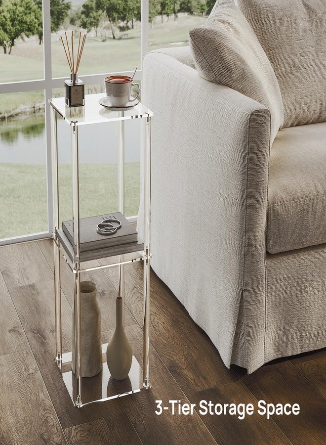 HMYHUM Acrylic Drink Table for Small Spaces, 10" Square, Clear Small Side Table/End Table for Living Room, Sofa, Easy Assembly, Modern, 26" H - Image 5
