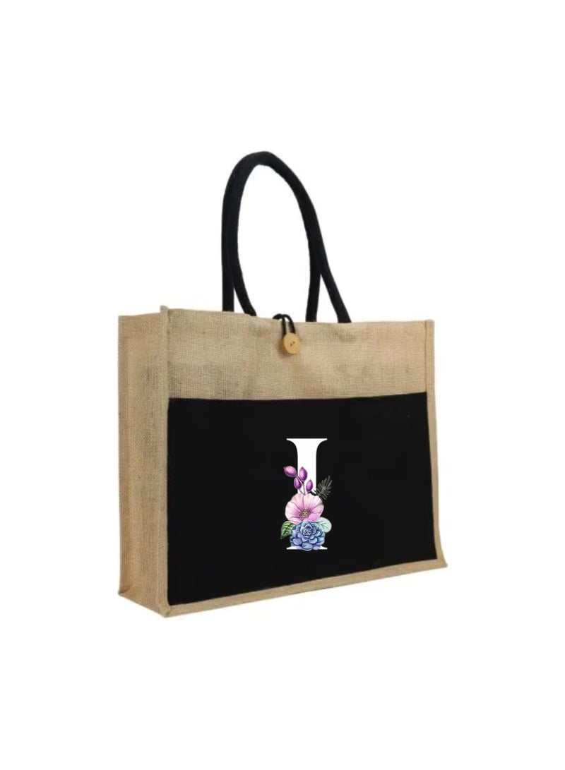 PRINTSHOP4ME Jute Bag Initial Letter Printed Design–Reusable,Durable Tote Bag For Gifting Or Everyday Use|Used For Festive Celebrations&Gifts For Special Person - Image 1