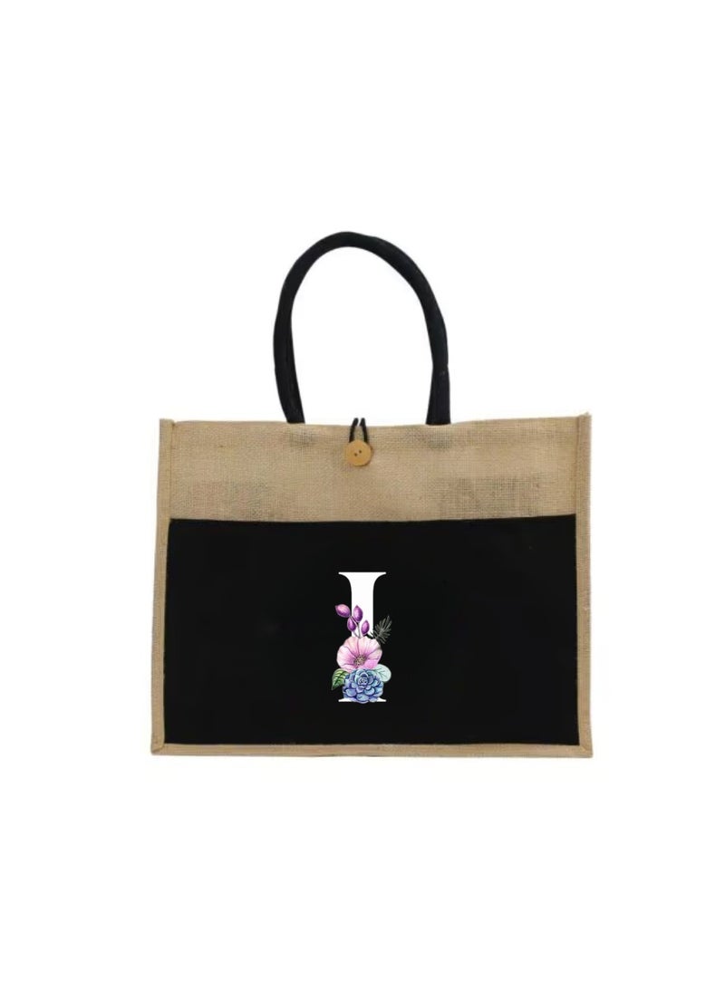 PRINTSHOP4ME Jute Bag Initial Letter Printed Design–Reusable,Durable Tote Bag For Gifting Or Everyday Use|Used For Festive Celebrations&Gifts For Special Person - Image 2
