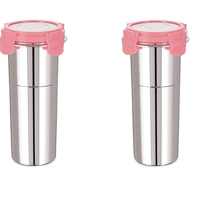 KIDINGTON Stainless Steel Fusion Glass Tumbler with Stainless Steel LidTumbler with Airtight Lid Cap Fusion Bottle Multicolor 600 mlPack of 2 P - Image 1