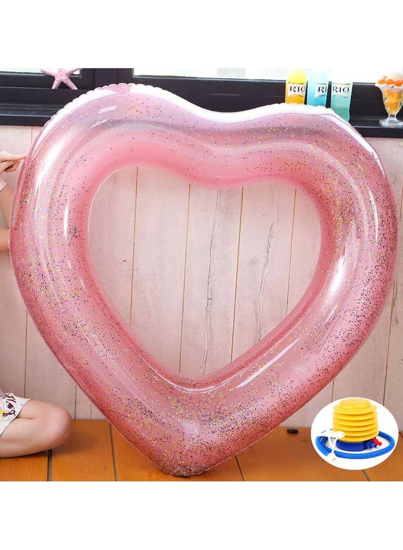 Loquat 3-Piece Inflatable Pool Float Set with Swim Ring and Pump, 90 cm, Adult Size, Durable Vinyl, Red/Orange/Yellow - Pink-A stlye - Image 1