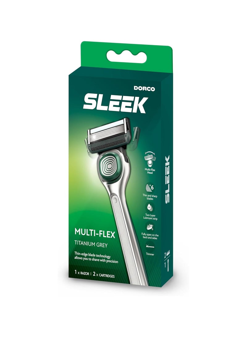DORCO Sleek6 Multi-Flex Men System Razor Plus 2 Catridges - Image 2