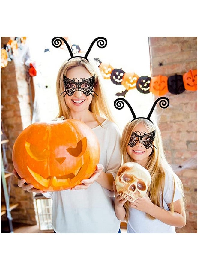 Asekonc Butterfly Antenna Headband With Butterfly Lace Mask For Halloween Party Cosplay Butterfly Wings Costume Accessory Black - Image 3