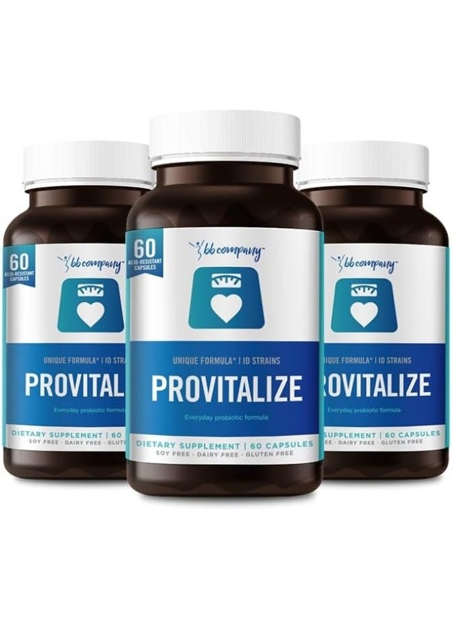 BB Company Original Provitalize Probiotic Formula Optimized For Weight Management & Over-All Gut Health Natural Menopause For Hot Flashes Night Sweats Low Energy Mood Swings, 60 Capsules Pack Of 3  - Image 1