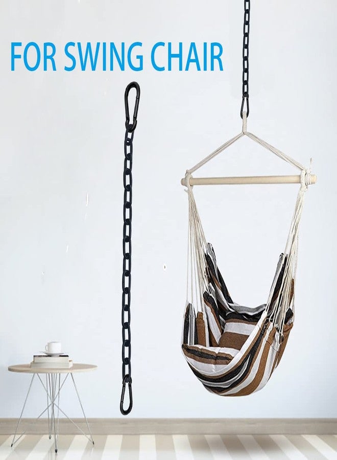 MIKMAYTOO Black Heavy Duty Hanging Chains with 2 Carabiners, Chair Hardware for Indoor Outdoor Playground Hammock Punching Bags 800 LB Capacity Small Chain Double Clips (Black Metal-1 PCS) - Image 4