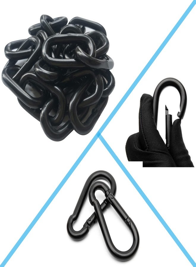 MIKMAYTOO Black Heavy Duty Hanging Chains with 2 Carabiners, Chair Hardware for Indoor Outdoor Playground Hammock Punching Bags 800 LB Capacity Small Chain Double Clips (Black Metal-1 PCS) - Image 3