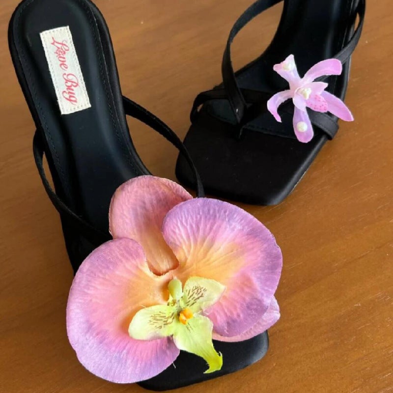 Bohemian Resort Style Butterfly Orchid Shoe Buckle - Sweet Elegant Sandal Accessory for Travel and Photos
