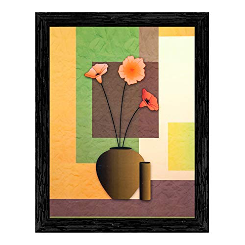 Indianara Set of 3 Red colored Floral Framed Painting (926BK) without glass 6 X 13, 10.2 X 13, 6 X 13 INCH - Image 5