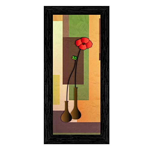Indianara Set of 3 Red colored Floral Framed Painting (926BK) without glass 6 X 13, 10.2 X 13, 6 X 13 INCH - Image 4