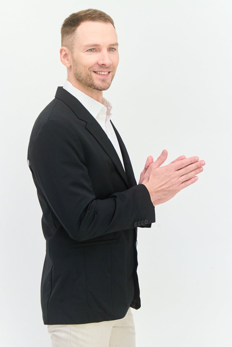 HUGO by Hugo Boss Hugo x Mr Bathing Ape Men Regular Fit Solid Formal Blazer, Black  - Image 2