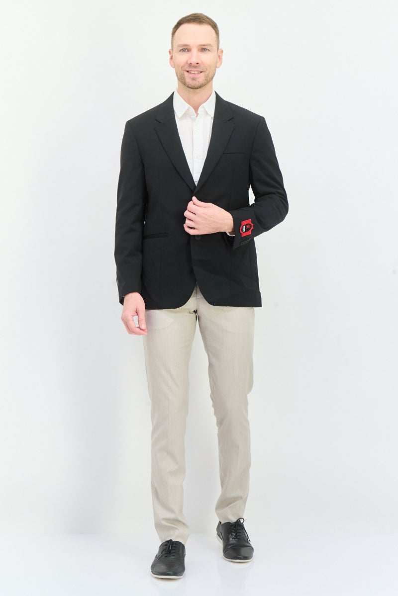 HUGO by Hugo Boss Hugo x Mr Bathing Ape Men Regular Fit Solid Formal Blazer, Black  - Image 4